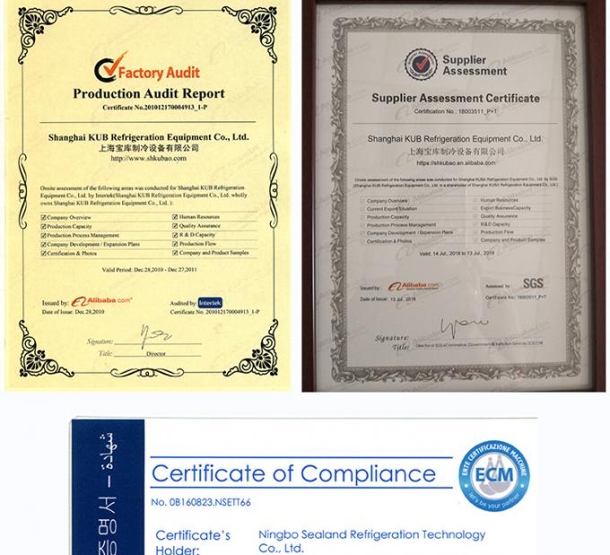 Πιστοποίηση SPAE053D CE Βιομηχανικός εξατμιστικός ψυκτικός με τρεις ανεμιστήρες για ψυχρό δωμάτιο 6